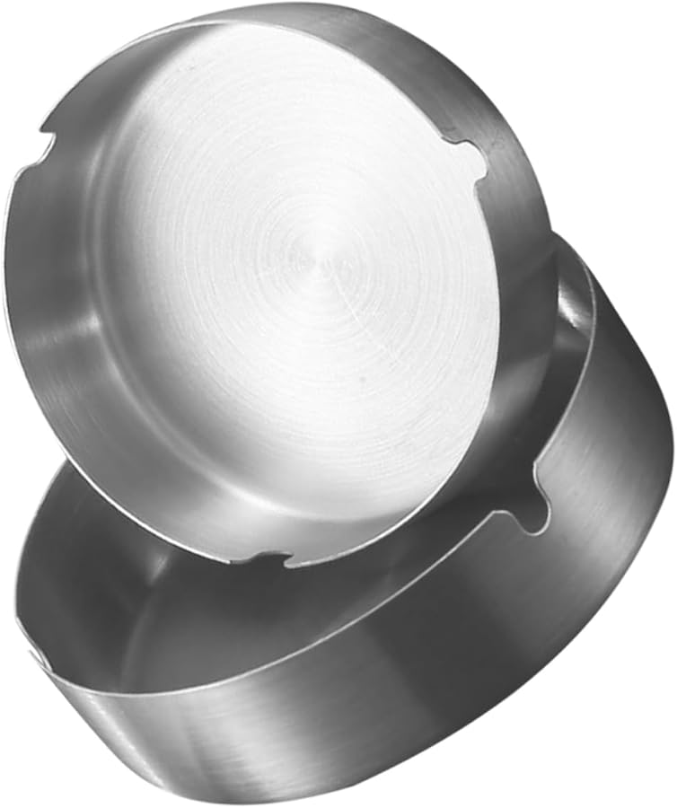 قطعتان من منفضة السجائر غير الدخانية من الفولاذ المقاوم للصدأ، حامل رماد معدني محمول للمنزل والمكتب والبار - Image 1